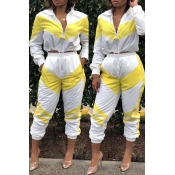 Lovely Casual White/Yellow Patchwork Two-piece Pan