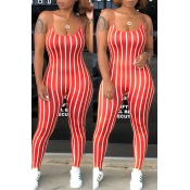 Lovely Chic Striped Skinny Red One-piece Jumpsuit