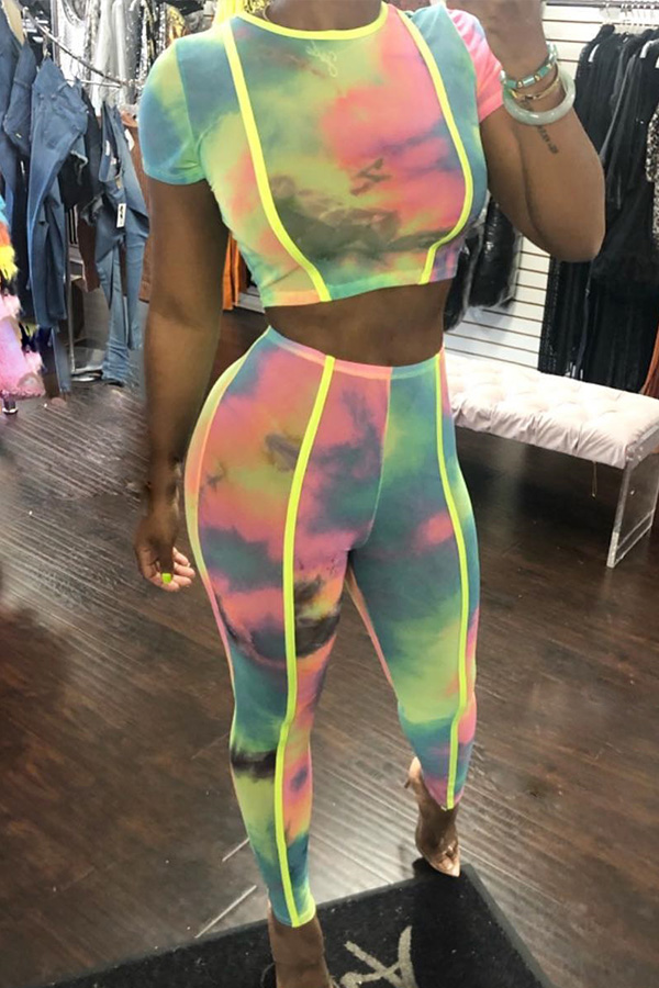 

Lovely Trendy Striped Printed Multicolor Two-piece Pants Set