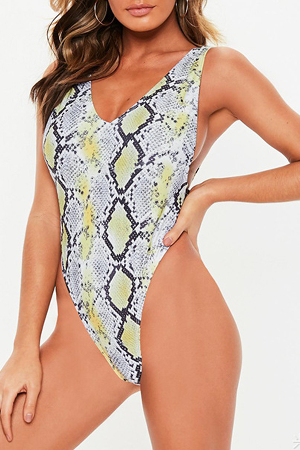 

Lovely Sexy Snakeskin Printed One-piece Swimwear