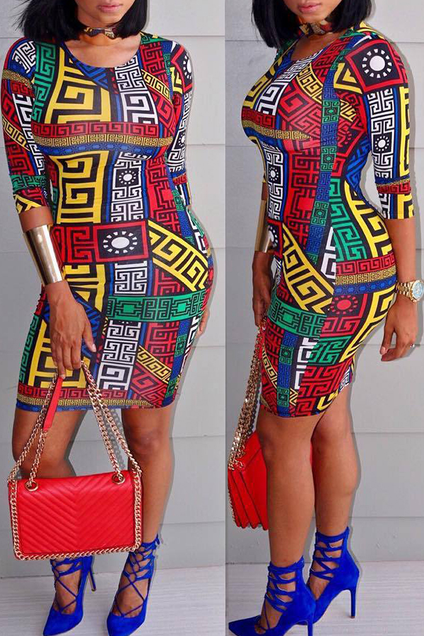 

Lovely Casual Printed Multicolor Mini Dress
