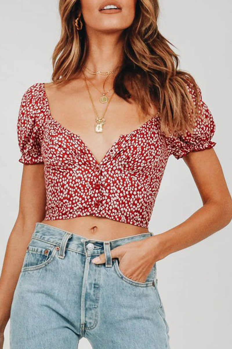 

LW Dot Printed Shirts, Red