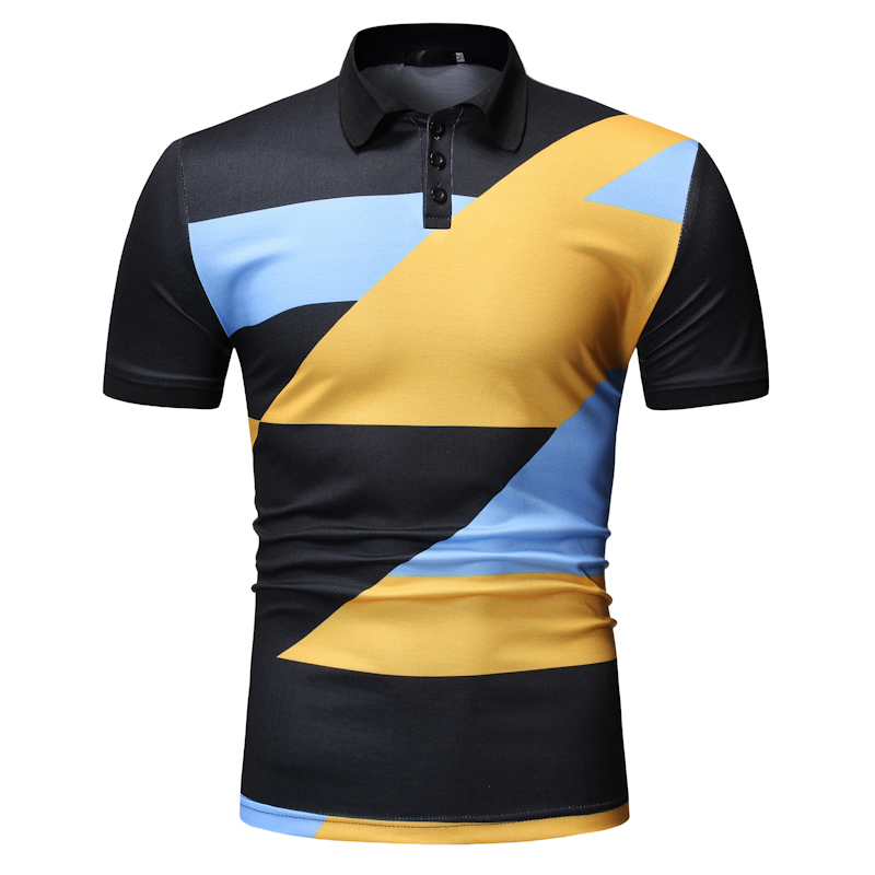 

Lovely Leisure Patchwork Black Polo Shirt