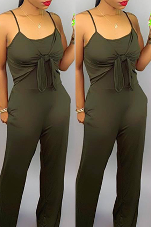 

Lovely Casual Knot Design Army Green One-piece Jumpsuit