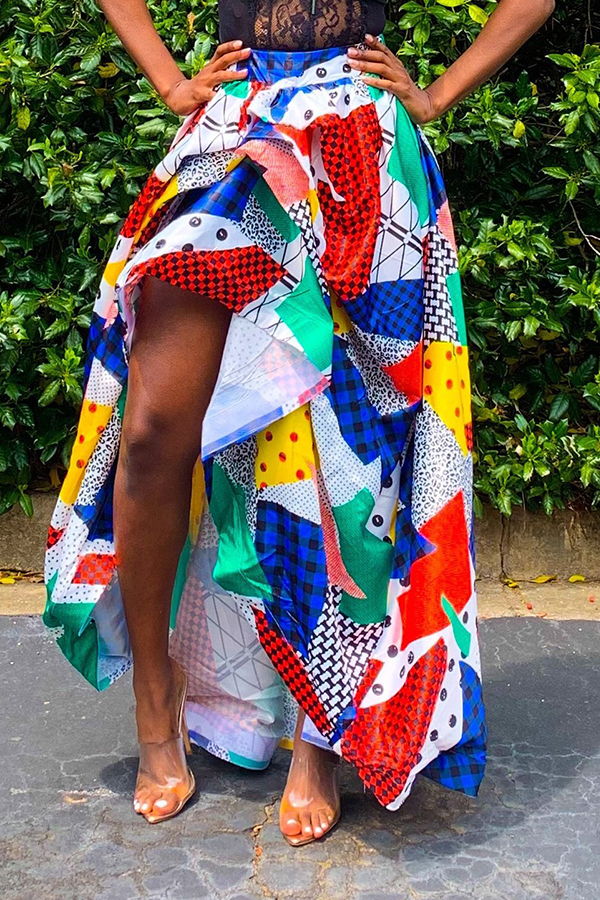 

Lovely Casual Printed High Split Ankle Length A Line Skirt