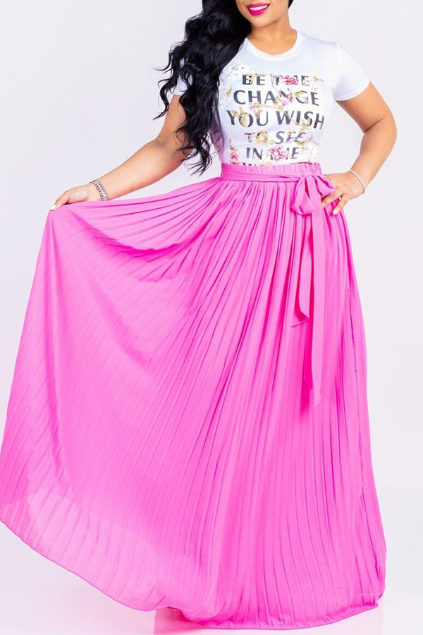 

Lovely Bohemian Drape Design Pink Skirt