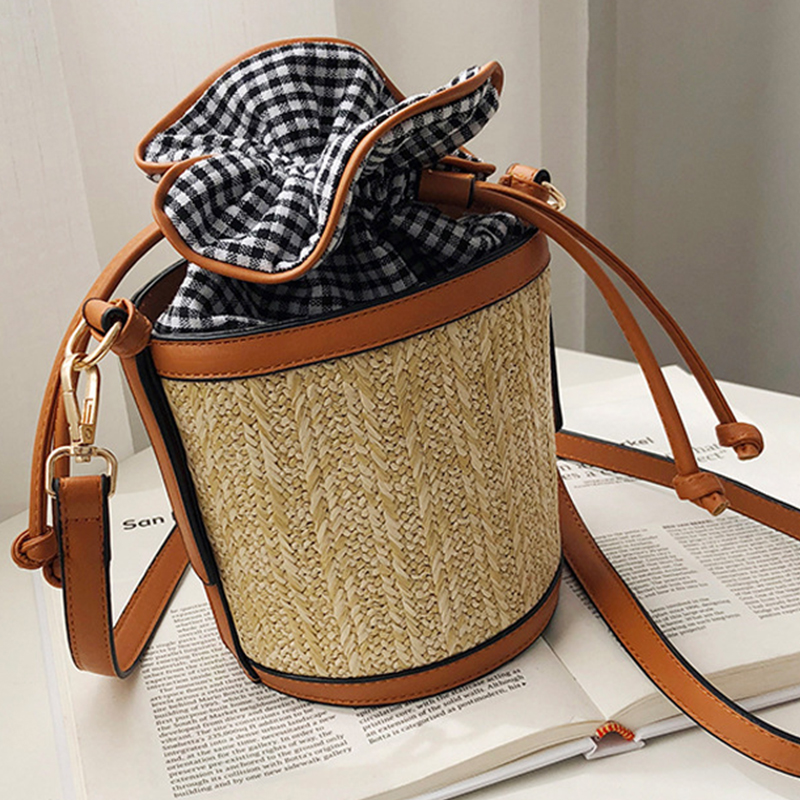 

Lovely Casual Weaving Design Plaid Brown Crossbody Bag