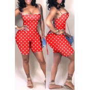 Lovely Sexy Dot Printed Hollow-out Red One-piece R