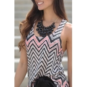 Lovely Leisure Geometric Printed Grey Tank Top
