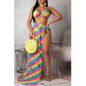 LW Gradient Backless Three-piece Swimsuit