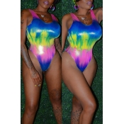 Lovely Sexy Printed Skinny Multicolor One-Piece Sw