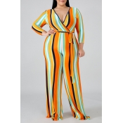 Lovely Stylish Striped Yellow One-piece Jumpsuit