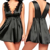 Lovely Lace Trim Patchwork White Chemise