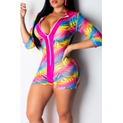 Lovely Sexy See-through Printed One-piece Romper