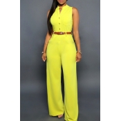 Lovely Casual Loose Yellow One-piece Jumpsuit(With
