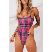 Lovely Chic Hollowed-out Rose Red One-piece Swimwe