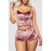 Lovely Sexy Spaghetti Strap Dusty Pink Two-piece S
