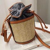 Lovely Casual Weaving Design Plaid Brown Crossbody