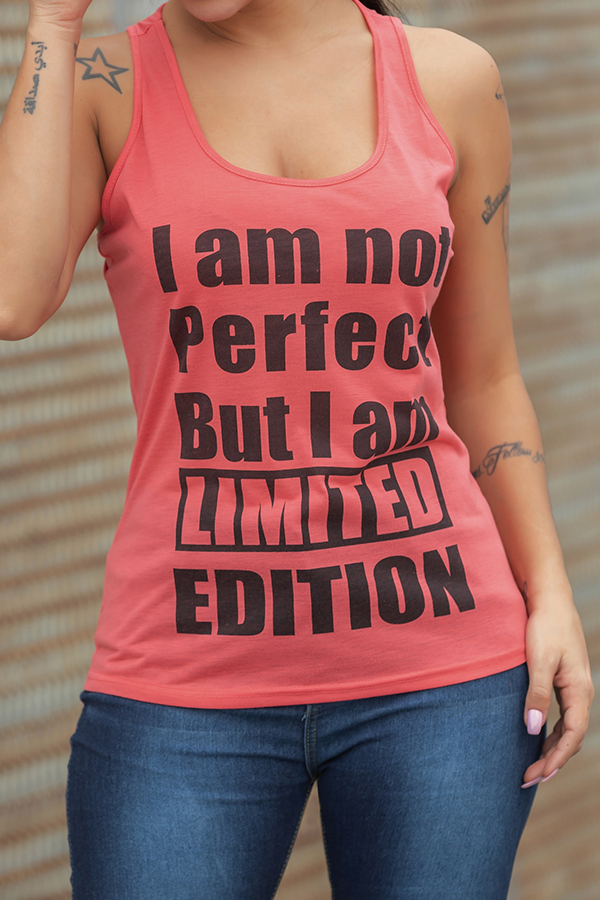 

Lovely Leisure Letter Printed Red Tank Top