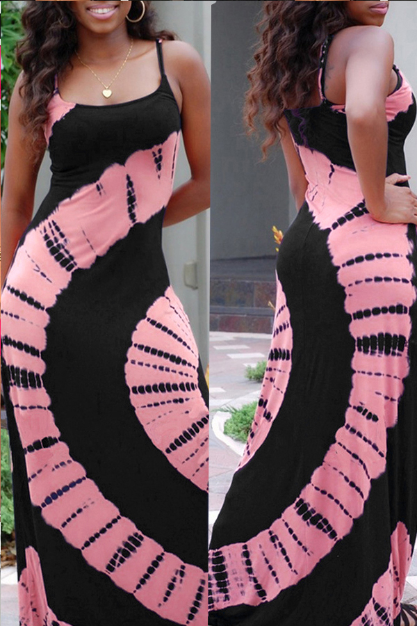 

Lovely Casual Sleeveless Printed Pink Floor Length Dress
