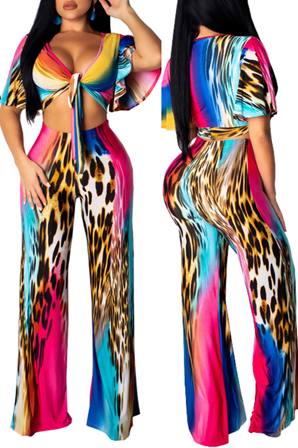 

Lovely Casual Leopard Printed Two-piece Pants Set
