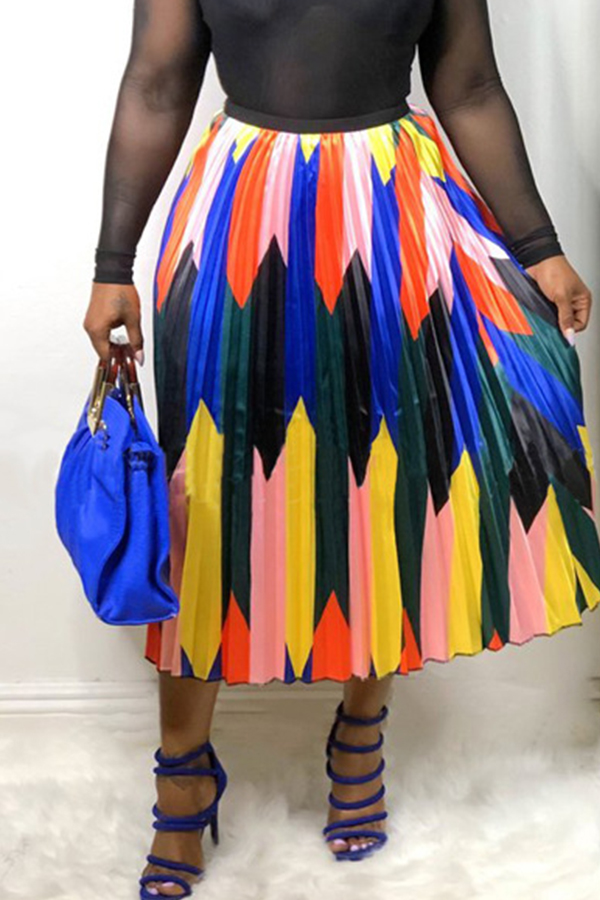 

Lovely Stylish Printed Patchwork Green A Line Skirt