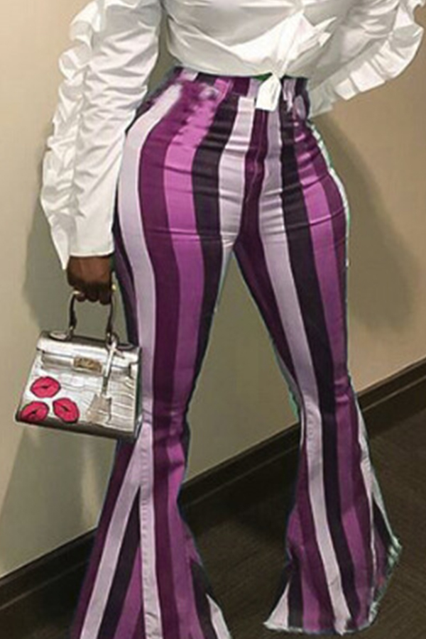 Lovely Stylish Striped Purple Pants