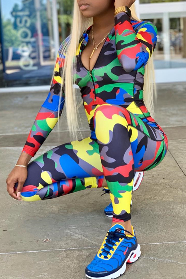 multicolor camouflage jumpsuit