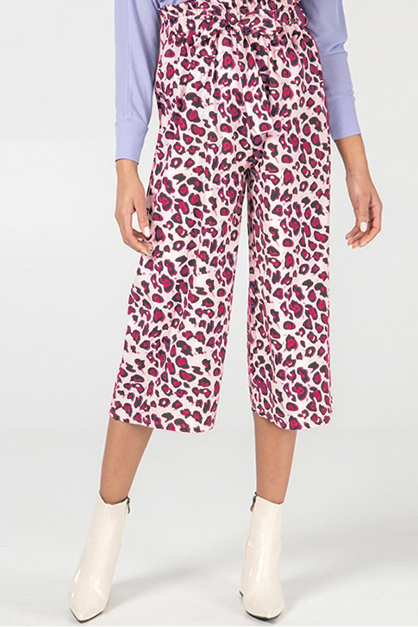 

Lovely Stylish High Waist Leopard Printed Red Pants