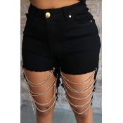Lovely Casual Hollow-out Black Jeans