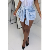 Lovely Casual Baby Blue Denim Shorts
