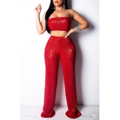 Lovely Sexy Off The Shoulder High Waist Red Two-pi