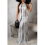 Lovely Sweet Printed Hollow-out White Floor Length