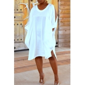 Lovely Casual Hollow-out White Mini Dress
