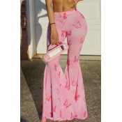 Lovely Trendy Printed Light Pink Flares Pants