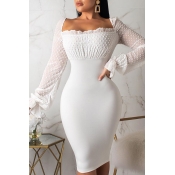 Lovely Sweet Square Collar Lace Patchwork White Kn