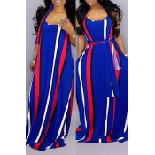 Lovely Trendy Striped Blue Maxi Dress
