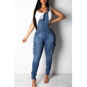 Lovely Casual Baby Blue One-piece Jumpsuit