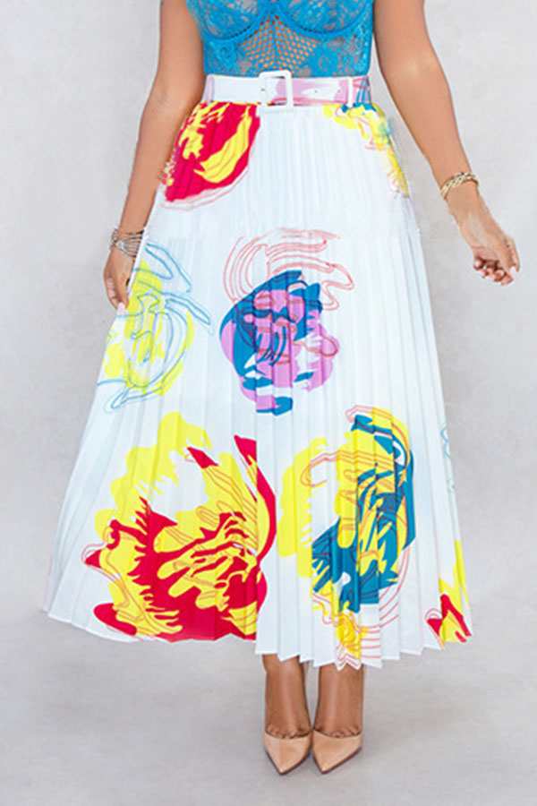 Lovely Stylish Printed White Ankle Length A Line Skirt_Skirts_Bottoms ...