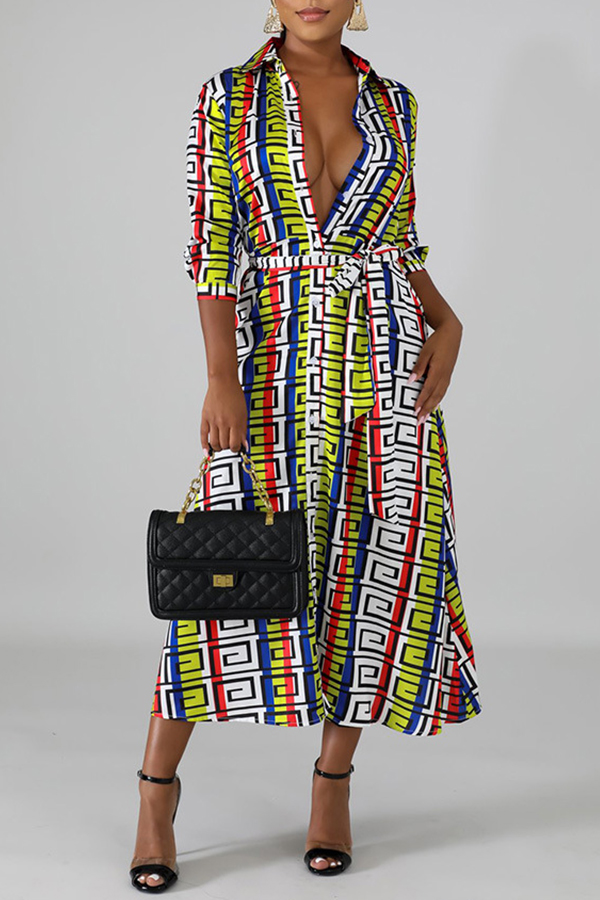 

Lovely Casual Geometric Print Multicolor Blouse, Multi