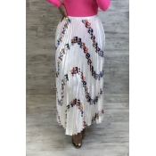 Lovely Stylish Letter Printed White Chiffon Ankle 
