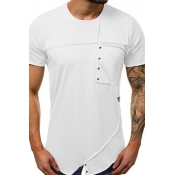 Lovely Casual O Neck Patchwork White T-shirt