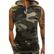 Lovely Casual Hooded Collar Camouflage Printed Arm