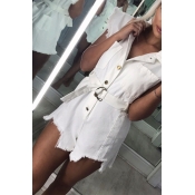 Lovely Work Buttons Design White One-piece Romper