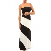 Lovely Work Off The Shoulder Striped Patchwork Bla