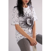 Lovely Leisure O Neck Printed White T-shirt