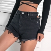 Lovely Stylish Hollow-out Grey Shorts