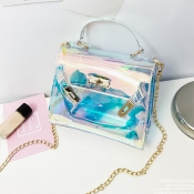 Lovely Stylish See-through Baby Blue PU Crossbody 