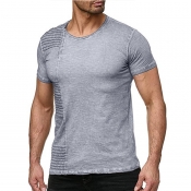 Lovely Casual O Neck Grey T-shirt