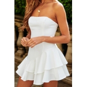 Lovely Casual Off The Shoulder Ruffle Design White